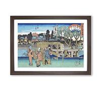Mimeguri no Kei by Utagawa Hiroshige Framed Print | A2 Walnut Framed Wall Art | Ready to Hang | Asian Nature Picture | Living Room Bedroom Lounge Office