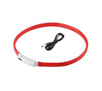 MIMEITOPA for Pet Dog Collar, Rechargeable USB LED Light, Flashing Safety Collars for Night Walking, Soft Silicone Material, Adjustable Size for Puppy and Small Dogs, De (Red)