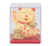 MIMEITOPA Lucky Cat Waving Arm Vivid Lovely Chinese Cat Solar Fortune Cat Statue Decoration for Decorating Front Desk Car Business Openings (Yellow)
