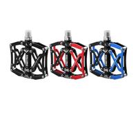 MIMEITOPA Mountain Bike Pedals, 6061 Aluminum Alloy Frame, 3 Sealed Bearings, 4.1-Inch Platform, 12 Traction Pins, for Standard 9/16 Threads (Black & Red)
