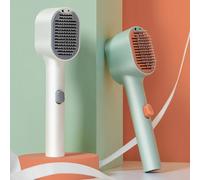 MIMEITOPA Pet Comb for Cats and Dogs, Gentle Negative Ion Vibration Massage, Real Wood's Lamp for Early Detection, One-Button Hair Removal, 135-Degree Stainless Steel Elastic Curve (White&Ash)