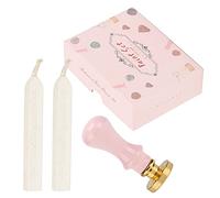MIMEITOPA Wax Seal Stamp Kit, Clear Pattern European Style, for Invitations, for Wedding, Embellishment, DIY, Classic Sealing Kit for Envelopes, Decorative, Personalized Gift (Pink Short Box-White