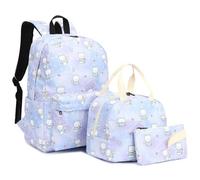 Mimfutu Bear School Backpack for Teen Girls, 3-in-1 Kids Backpack Bookbag Set School Bags with Lunch Box Pencil Case