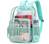 Mimfutu Heavy Duty Clear Backpack School Backpack, PVC Transparent Backpacks See Through Bookbag for Girls Boys Women Men(Green)