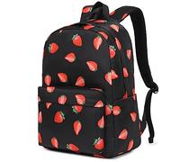 Mimfutu Strawberry School Backpack for Teens Girls, Womens College Bookbags Kids School Bags Laptop Backpacks