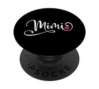 Mimi Fancy White Script Pink Heart Grandmother PopSockets Adhesive PopGrip