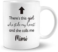 Mimi Grandma Gift Mug - "There's This Girl Who Stole My Heart and She Calls Me Mimi" 11 Oz Ceramic Drinking Cup - from Granddaughter, for Grandma
