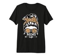 Mimi Life Messy Bun Hair Funny Mimi Leopard Premium T-Shirt