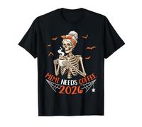 Mimi Needs Coffee 2026 Halloween Day Skeleton Drinker Lover T-Shirt