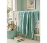 Mimi & Thomas Pure 100% Cashmere Cable Knit Unisex Baby Blanket, Eau de Nil