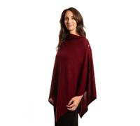 Mimi & Thomas Women Burgundy 100% Pure Cashmere Multi-Ways Button Poncho Shawl Gift Boxed