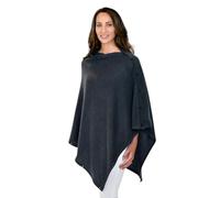 Mimi & Thomas Women Charcoal Grey 100% Pure Cashmere Multi-Ways Button Poncho Shawl