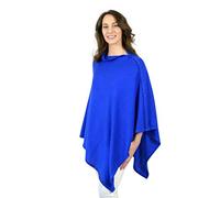 Mimi & Thomas Women Royal Blue 100% Pure Cashmere Multi-Ways Button Poncho Shawl Gift Boxed