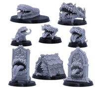 Mimic Miniatures Set - 8 Monster Mimics for Tabletop RPG | 28mm Scale Fantasy Models | DnD, Pathfinder, Wargames | Epic Miniatures Licensed | Resin Unpainted Figures for Painters & Gamers