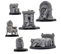 Mimic Monsters Miniatures Set - 6 Dungeon Object Creatures for Tabletop RPGs | 32mm Fantasy Monsters | DnD, Pathfinder, Wargames | Forged Path Miniatures | Grey Resin Models for Gamers