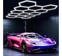 Mimiear Hexagon LED Garage Lights, Honeycomb Ceiling Light, 456W, 6500K Super Bright, 4.1 X2.4m 14 Grid Systems Car Detailing Lights for Garage Warehouse Workshop Basement Gym Shopping malls (14 HEX)