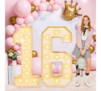 Mimiear Light-Up Numbers 4FT Marquee Giant Large Numbers Frame Mosaic for 40th Birthday Decorations, Event Decor