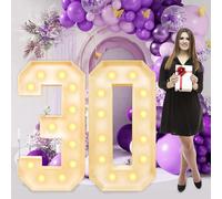 Mimiear Updated 4FT Marquee Light Up Numbers 30,reassemblable Giant Large Numbers Frame Mosaic Numbers for 30th Birthday Decorations, Birthday Party DIY Anniversary décor (4FT-Number-30)