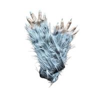 MIMIKRY Gloves with Fur and Claws for Beast Demon Werewolf Krampus Claw Hand Claws Demon Monster Yeti, black/beige, One Size