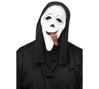 MIMIKRY Scary Movie Wassup! Halloween Costume Accessory Ghost Face Scream Mask with Hood Ghost Horror Film