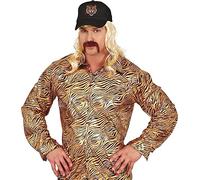 MIMIKRY Tiger King Men's Joe Exotic Shirt Costume Set, Gold/Black with Zebra Pattern and Cap, Size: L