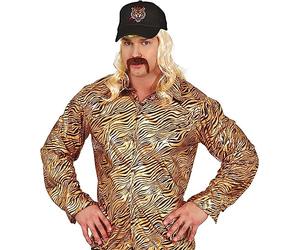 MIMIKRY Tiger King Men's Joe Exotic Shirt Costume Set, Gold/Black with Zebra Pattern and Cap, Size: M
