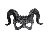 MIMIKRY Venetian Bird Mask with Aries Horns Commedia dell'arte Demon Devil Mask Black Halloween Raven Bird