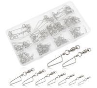 Mimilure 110pcs-9Sizes Ball Bearing Swivels with Coast Lock Snap Assortment for Bass Fishing Saltwater Inshore Trolling Quick Lure Change Leader Line Connector