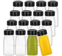 MIMIND 16Pcs 4oz/120ml Mini Plastic Juice Bottles,Small Clear Shot Bottles with Lids,Reusable Food Grade Beverage Drink Containers for Juices,Smoothie,Milk,Water and Other Beverages