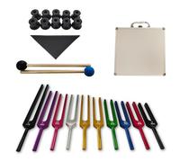 MIMIRACLE Solfeggio Tuning Forks Set - 10 Unweighted Aluminum Alloy Forks with Cleaning Cloth, Rubber Mallets, and Gift Box for Meditation, Yoga, and Healing