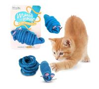 Mimis Daughters Cat Kitten Chew Mouse Scratch Chase Play Toy - Interactive Exercise 2M Long Tail - For Indoor Cats - Unique Handmade Felt Cat Toy (Blue)