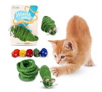 Mimis Daughters Felt Wool Natural Cat Kitten Chew Mouse Scratch Chase Play Toy - Interactive Exercise 2M Long Tail - For Indoor Cats - Unique Handmade Felt Cat Toy