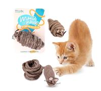 Mimis Daughters Felt Wool Natural Cat Kitten Chew Mouse Scratch Chase Play Toy - Interactive Exercise 2M Long Tail - For Indoor Cats - Unique Handmade Felt Cat Toy ( Brown)
