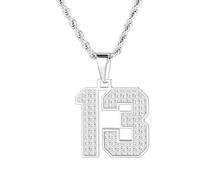 MIMITLTY Bling Number necklace for mens,Athletes Stainless Steel Personalized Jersey Number Pendant Chain for Womens Baseball/Basketball/Sport Team Inspiration Jewelry with Gift Box, Stainless Steel