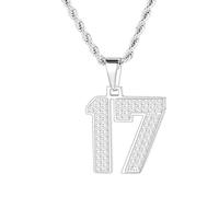 MIMITLTY Bling Number necklace for mens,Athletes Stainless Steel Personalized Jersey Number Pendant Chain for Womens Baseball/Basketball/Sport Team Inspiration Jewelry with Gift Box, 45 cm, Stainless