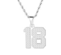 MIMITLTY Bling Number necklace for mens,Athletes Stainless Steel Personalized Jersey Number Pendant Chain for Womens Baseball/Basketball/Sport Team Inspiration Jewelry with Gift Box, Stainless Steel