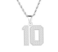 MIMITLTY Bling Number necklace for mens,Athletes Stainless Steel Personalized Jersey Number Pendant Chain for Womens Baseball/Basketball/Sport Team Inspiration Jewelry with Gift Box, Stainless Steel
