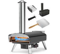 Mimiuo Outdoor Pizza Oven Wood Pellet Fired Pizza Stove with Automatic Rotating Stone, Heavy Duty Pizza Stove for Backyard Camping, Bakes Pizza in 60 Seconds, Includes Pizza Stone, Peel & Cover