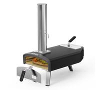 Mimiuo Upgraded Outdoor Wood Fired & Charcoal Pizza Oven, Black | Wood Fired Pizza Oven with 13" Pizza Stone and Viewing Window, Portable Pizza Maker for Outdoor Cooking and Garden