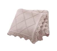 mimixiong Baby Blanket 100% Cotton Knitted Soft Knit Crochet Blankets for Newborn Boy Girls Toddler 100x80cm (Pink Purple)