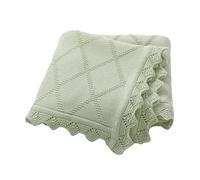 mimixiong Baby Blanket 100% Cotton Knitted Soft Knit Crochet Blankets for Newborn Boy Girls Toddler 100x80cm (Light Green)