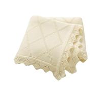 mimixiong Baby Blanket 100% Cotton Knitted Soft Knit Crochet Blankets for Newborn Boy Girls Toddler 100x80cm (Cream)