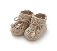mimixiong Baby Booties Hand Crochet Knit Cotton Shoes Soft Cozy Warm Newborn First Walkers for Infant Boy Girl (Beige, Infant, 9 Months, Age Range, UK Footwear Size System, 12 Months, Medium)