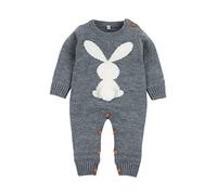 mimixiong Baby Easter Bunny Outfits Newborn Girl Boy Romper Jumpsuit Longsleeve Knit Clothes