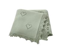mimixiong Cellular Blanket Newborn Knitted Soft Cotton Baby Blanket for Newbron Baby Boy Girls 100x80cm (Light Green)