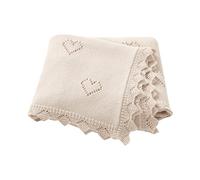 mimixiong Cellular Blanket Newborn Knitted Soft Cotton Baby Blanket for Newbron Baby Boy Girls 100x80cm (Camel)