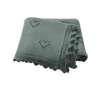 mimixiong Cellular Blanket Newborn Knitted Soft Cotton Baby Blanket for Newbron Baby Boy Girls 100x80cm (Dark Green)