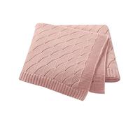 mimixiong Cotton Knit Baby Blanket Soft Crochet Cellular Blanket Baby Gifts for Newborn Boys Girls,100 x 80 cm (Pink)