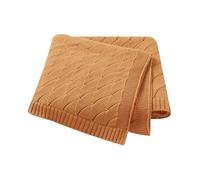 mimixiong Cotton Knit Baby Blanket Soft Crochet Cellular Blanket Baby Gifts for Newborn Boys Girls,100 x 80 cm (Coffee)