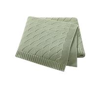 mimixiong Cotton Knit Baby Blanket Soft Crochet Cellular Blanket Baby Gifts for Newborn Boys Girls,100 x 80 cm (Light Green)